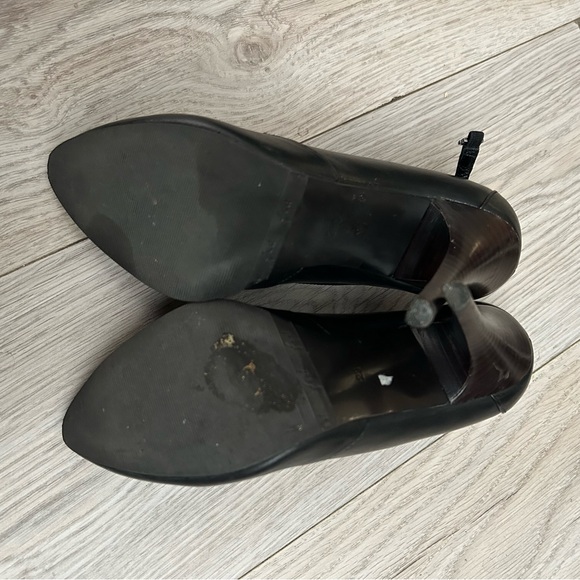 Genuine Leather Ankle Boot, Black Ankle Heels - Picture 7 of 13